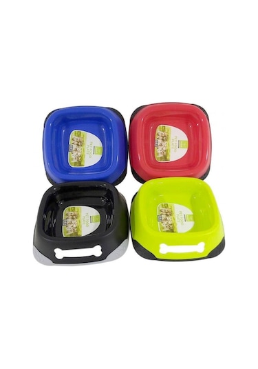 Nunbell Medium Plastik Köpek Mama Kabı Çok Renkli