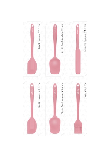 Valletta Drongo 6 Parça Silikon Spatula Seti Pembe
