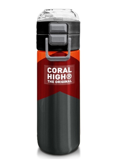 Coral High 500 Ml Paslanmaz Çelik Okul Termosu/suluk/matara - Erkek Çocuk - Turuncu Bordo Desenli - Sızdırma Yapmaz Çok Renkli