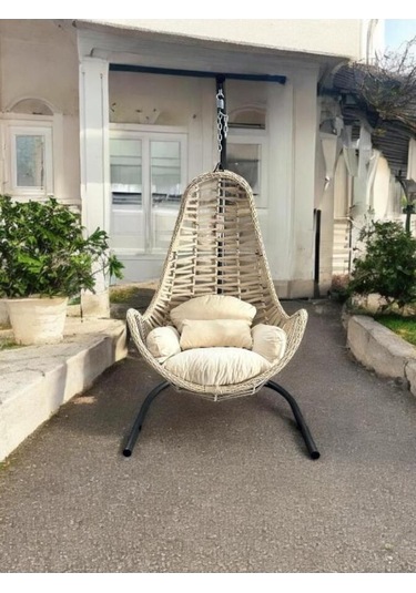 Zen Bahçe Ve Balkon Salıncağı Tek Kişilik Ekru Ekru
