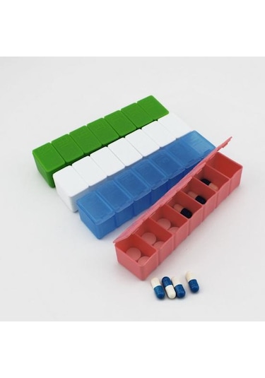 Pembe Ofis İçin Taşınabilir Hap Kutusu Plastik 7 Izgaralar Dikdörtgen Tabletler Ayırıcı Durumda Pratik Neme Dayanıklı Yeniden Kullanılabilir Pembe