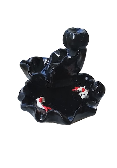 Havuzlu Ve Balık Figürlü Geri Akış Şelale Tütsülük Siyah