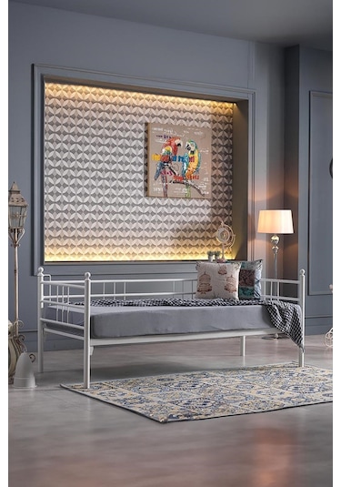 Soho Daybed Tek Kişilik Sedir Metal Karyola Beyaz