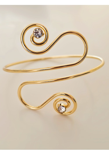 Spiral Yuvarlak Model Pazu Kol Bileziği Ayarlanabilir Bileklik Altın