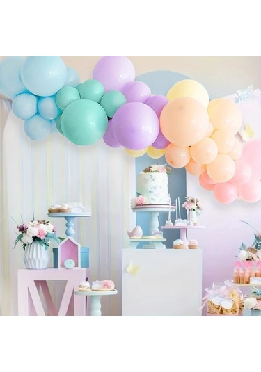 Willowhaven Renkli 63 Parça Pastel Balon Seti - Düğün Doğum Günü Dekorasyonu Renkli
