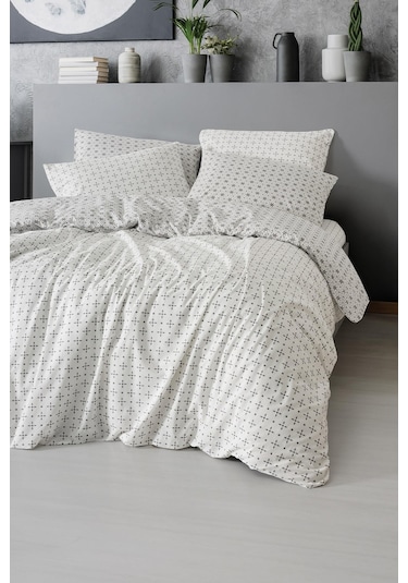 Mix & Match Bloom %100 Pamuk Tek Kişilik Nevresim Seti Gri