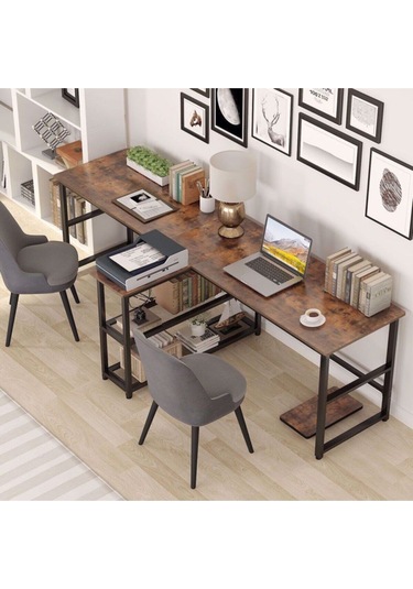 240 Cm Bilgisayar Masası, Ekstra Uzun İki Kişilik Bilgisayar Masa, Oyun Masa 500-c Ceviz