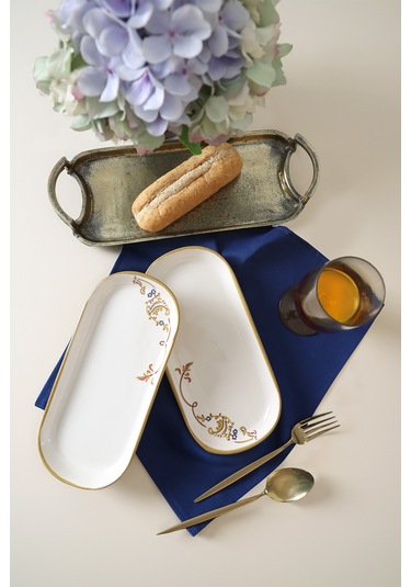 Keramika Bronze Bloom Noyan Kayık Tabak 26 Cm 2 Adet 22926 Krem