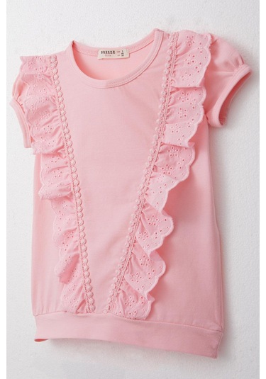 Breeze Kız Çocuk Tişört Güpürlü 1.5-5 Yaş, Pembe Pembe