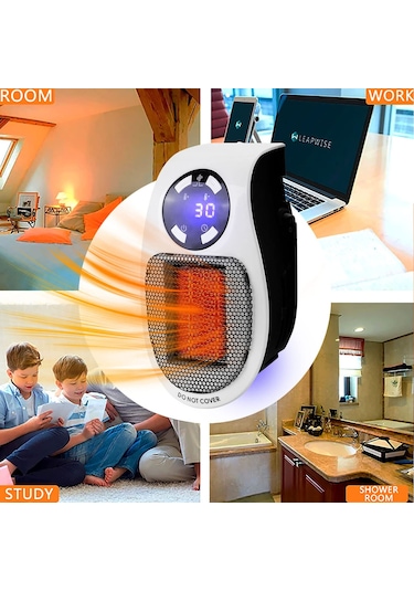 Mufunye Mini Taşınabilir Isıtıcı: Hızlı Isınma, Uzaktan Kumandalı, 500w, 1-12 Saat Zamanlayıcı, 2 Hız Ayarlı, Duvar Montajlı