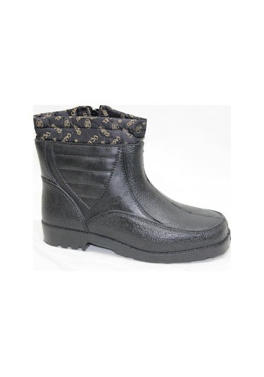 Çağrı Miflonlu Plastik Su Geçirmez Fermuarlı Siyah Bot (309661446)