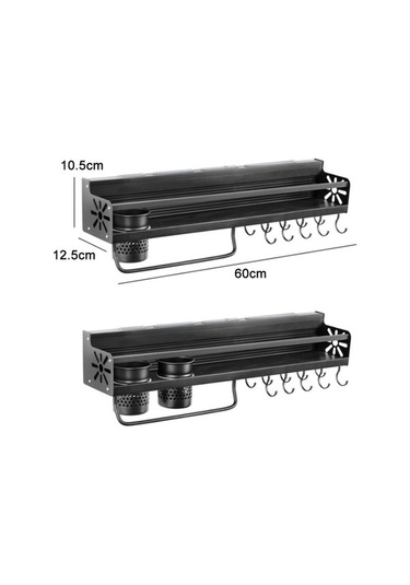 Dancemonkey Kaliteli Mutfak Duvara Monte Baharat Şişesi Depolama Modüler Rafı Siyah