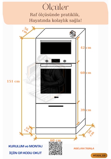 Tamamı Mdf Çok Amaçlı Tek Kapaklı Ankastre Ve Mini Fırın Dolabı