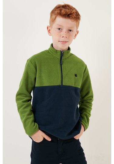 Lela Yumuşak Dokulu Yarım Fermuarlı Renk Bloklu Dik Yaka Unisex Çocuk Polar 5905004 Yeşil-Lacivert Lela Yumuşak Dokulu Yarım Fermuarlı Renk Bloklu Dik Yaka Unisex Çocuk Polar 5905004 Yeşil-Lacivert