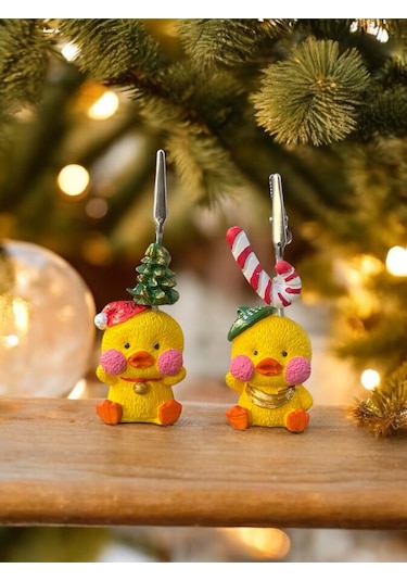 Yeni Yıl Temalı Yılbaşı Süslü Kawaii Şans Civcivleri Fotoğraf Ve Not Tutacağı Hediyelik Tutucu Sarı