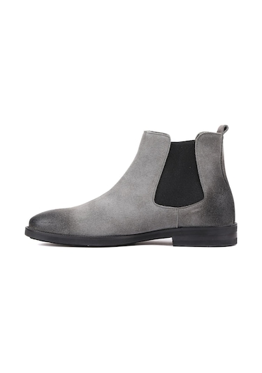 Shoetyle - Gri Süet Deri Erkek Chelsea Bot 250-201-897-gri