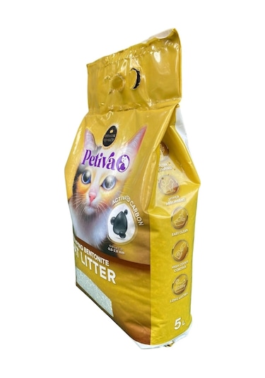 Petiva Aktif Karbon Topaklaşan Bentonit Kedi Kumu 5 L