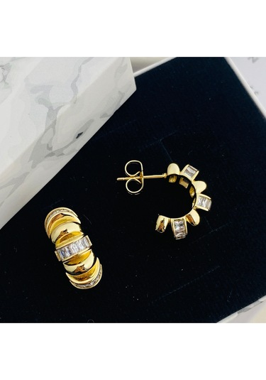 Halka Küpe Tırtıklı Küpe Kadın Serenay Küpe Kararmaz Xuping Gold Gold