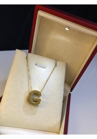 Vog Kişiye Özel Üç Boyutlu Çelik G Harf Sarı Renkdeniz Ve Havuz Suyuna Dayanıklı Paslanmaz Kolye Sarı