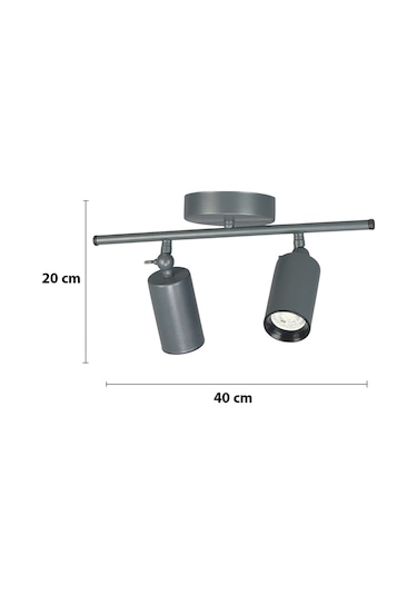 Spoti 2'li Antrasit Renk Gün Işığı Modern Tasarım Cafe - Mutfak - Banyo Spot Ledli Sıralı Avize Antrasit