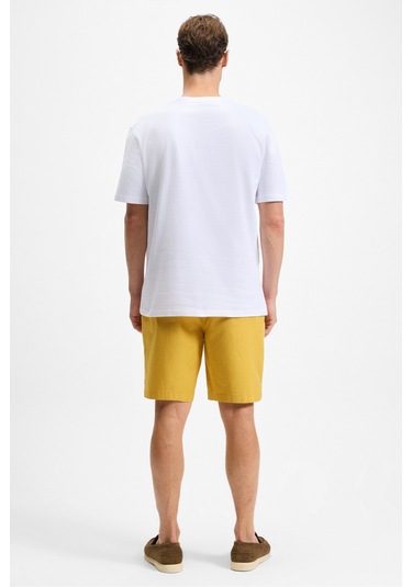 Lamıne Erkek Baskı Ve Nakış Detaylı %100 Organik Pamuk Bisiklet Yaka Regular Fit Beyaz T-shirt