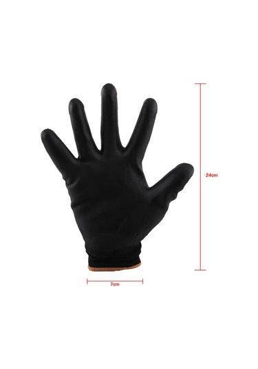 Geeksen 12 Çift Pukaplı Antistatik Nilon Eldiven, Esnek, Soluk, Dayanıklı, Siyah 9l