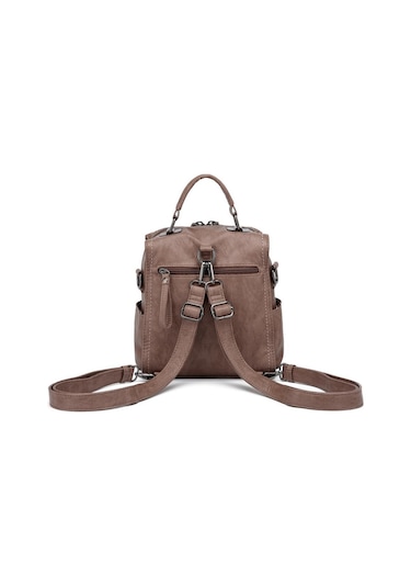 Yıkama Deri Sırt Askılı Kadın Çantası 21k Barcelona 1915 Açık Vizon