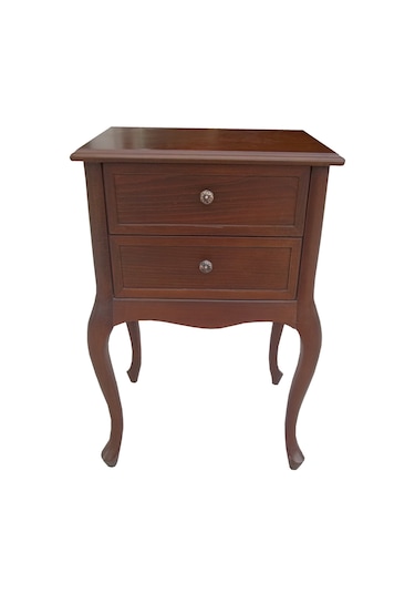 Komodin Aslan Lükens 2çekmece 1adet Parlak Ceviz Natüre Eskitme Kulp Kayın Torna İskelet El Yapım