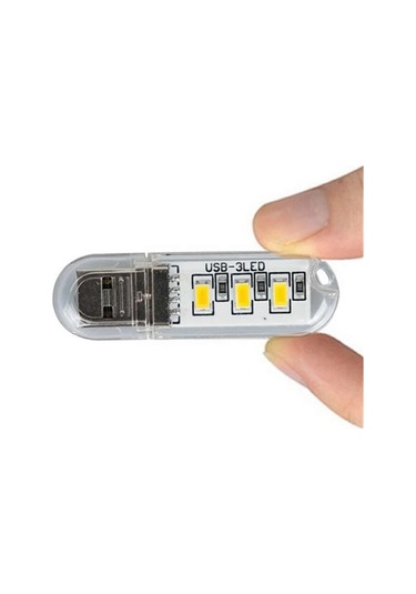 3 Ledli Taşınabilir Mini Usb Led Lamba Beyaz Led