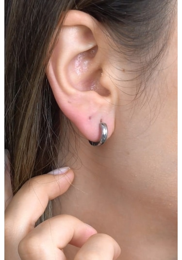 Ince Halka Erkek Bayan Unisex Çelik Küpe Çifti 3 MM 3 Renk Mse6