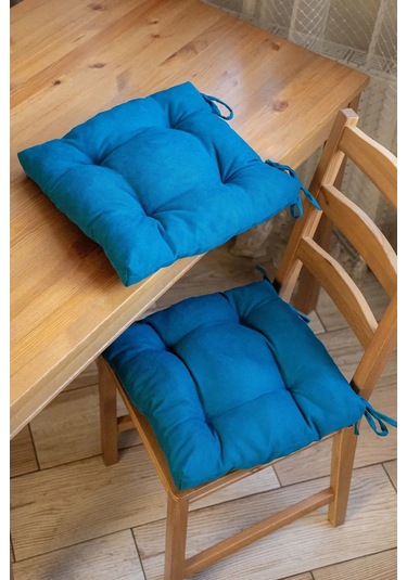 Slavıca Sandalyeye Takılan Bağcıklı Kare Yastık 40x40cm 363124948 Turkuaz