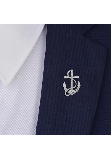 Homyl Çapa Broş Lüks Nefis Erkek Tören Aksesuarları Eşarp Dans Gümüş