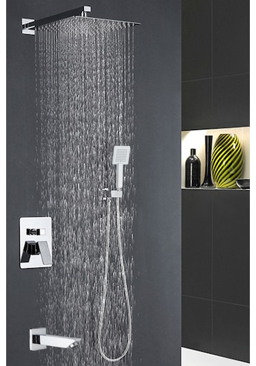 Banyo Bataryası Dahil Ankastre Panel Duş Seti Krom