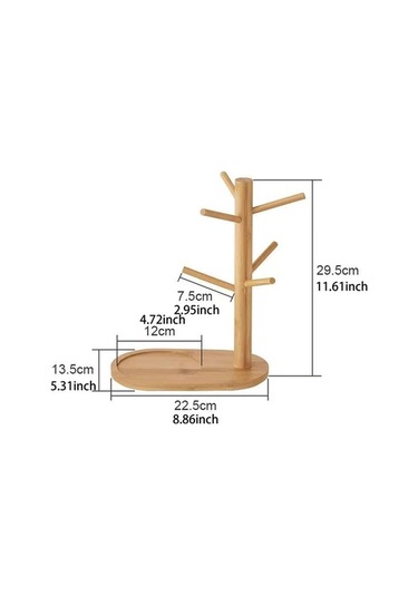 Pazly Suntek Kahve Kupa Ağacı Tezgah Üstü Çok Fonksiyonlu Mutfak Ahşap Organizatör Odun