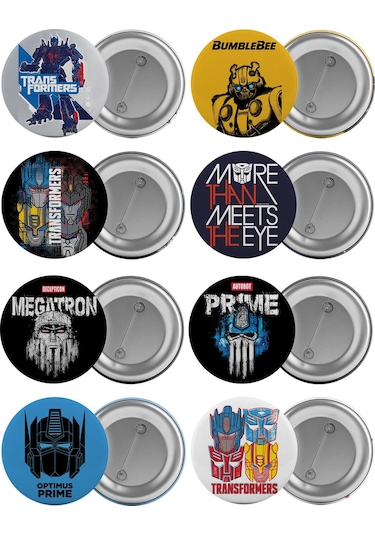 Transformers Çanta Rozeti Seti 8 Adet En Büyük Boy 5.8cm İğneli B