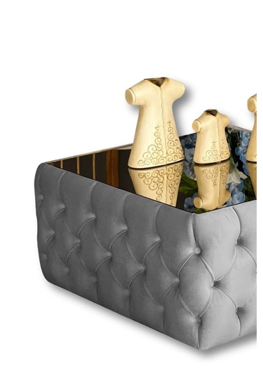 Most Hallow Cam Orta Sehpa 23 Antrasit Kadife Kumaş %100 Mdf Evi