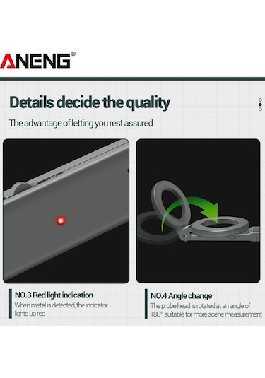 Besthome1 Aneng Taşınabilir Metal Dedektörü - 180 Katlanabilir Başlık, Işık Ses Uyarılı, Havaalanı İçin