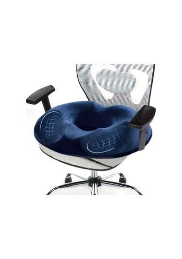 Xuweiwei Mavi Kadife Erkekler Belin Discomfortu İcin Ergonomik W Sekilli Bel Yastigi Uzun Oturmaya Uygun Mavi Kadife Erkekler