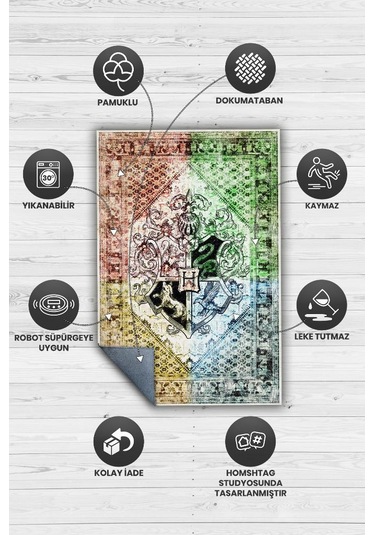 Homshtag Hogwarts Binaları Harry Potter Desenli Halı Çok Renkli Halı Çok Renkli
