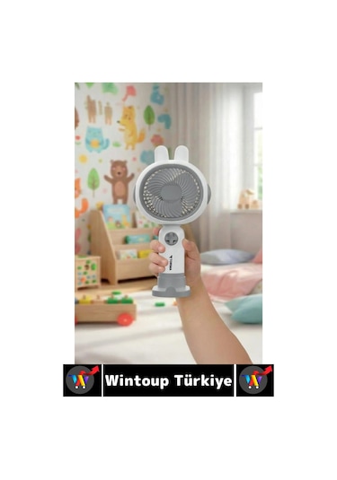 Vantilatör Sessiz Yoğun Üflemeli 3 Kademeli Şarjlı Sevimli Şık Tavşan Kulak Mini El Fanı Vantilatör