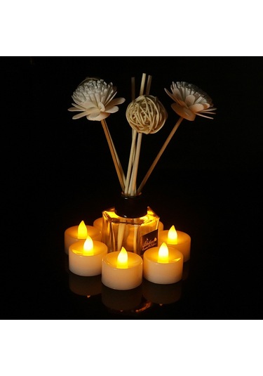 Youmex 24 Adet Isı Beyazı Parıltılı Led Mumlar - Gerçekçi Tasarım, Sönmeyen, Ev/parti Dekorasyonu, 3v Pil Dahil Renkli