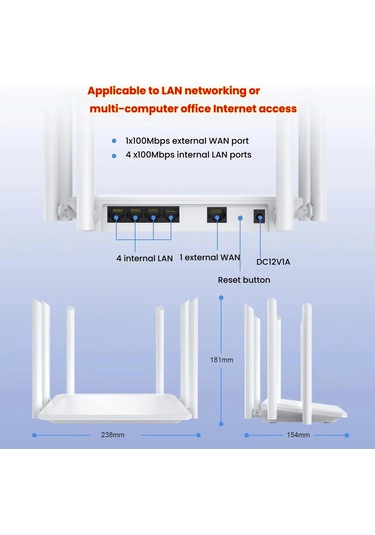 Sones Urant 1200mbps Kablosuz Yönlendirici, 6x5db Antenli Ab Fişiyle Ap Geniş Bant Çevirmeli Bağlantıyı Destekler