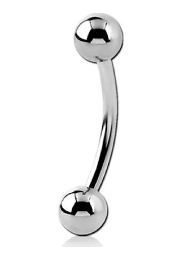 12 Mm Gümüş Renk Eğik Kavisli Kaş Piercing Çelik Dudak Helix Tragus Küpe