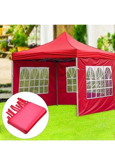 Suntek 1x Gazebos Çadır 3x2m Kamp Açık Gölgelik Mesh Yan Kırmızı