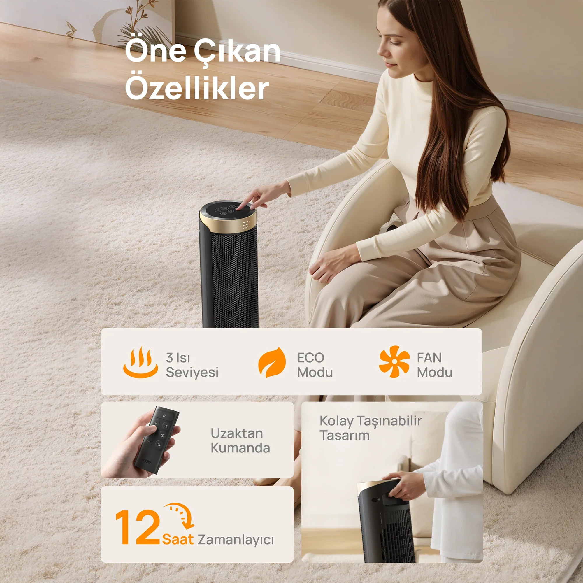 Dreo Solaris Slim H3s Akıllı Elektrikli Isıtıcı