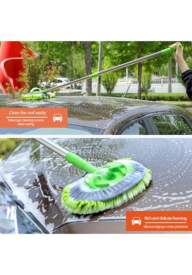 Sihirli Mop Araba Yıkama Fırçası Mikrofiber Bezli Teleskopik
