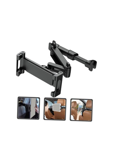 Araba Arka Koltuk Başlığı Tablet Tutucu Evrensel Telefon Montajı Döndürme Ve Geri Çekilebilir İşçilik