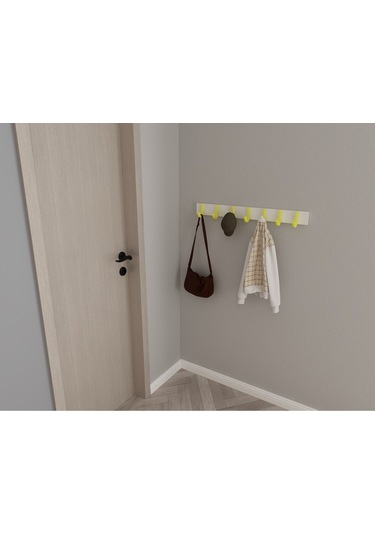 Hepsi3boyutlu Modern Duvar & Kapı Baston Askılık - 7 Adet Sarı J Askılık - Model No : 6 Sarı