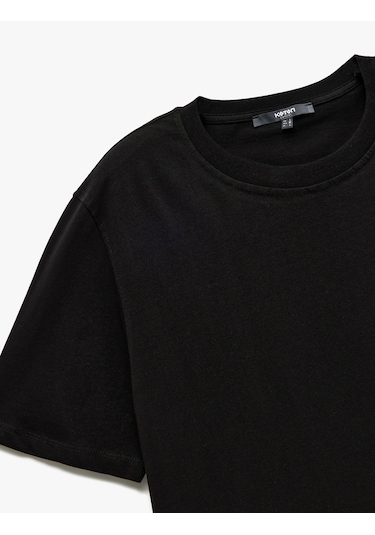 Koton Pamuklu Kısa Kollu Bisiklet Yaka Erkek Basic Tişört Siyah 6wam10062hk Siyah