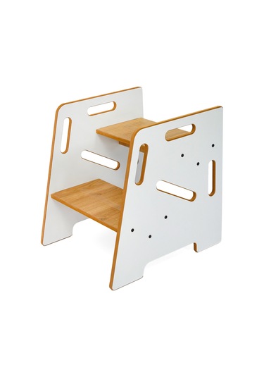Minera Çocuk / Yetişkin Ahşap Basamak, Yükseltici, Tabure Ahşap - Beyaz